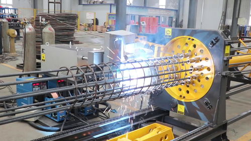 全自動鋼筋籠滾焊機,繞著鋼筋轉(zhuǎn)圈焊接,鋼筋籠一次成型